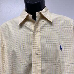Ralph Lauren Custom Fit Dress Shirt Plaid Checkered Long‎ Sleeve Button Mens 16